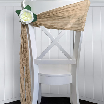 Cheesecloth Linen Chair Sash - Beige