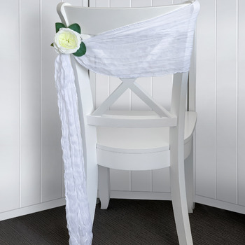 thumb_Cheesecloth Linen Chair Sash - White