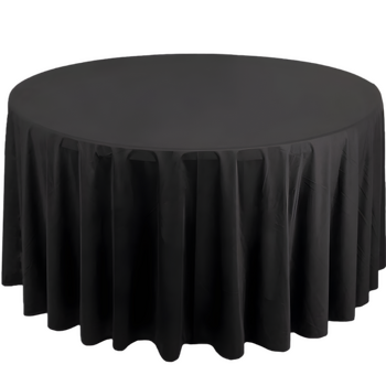 275cm Polyester  Round Tablecloth - Black