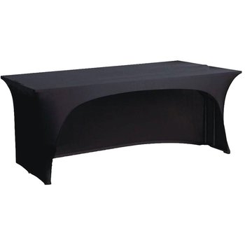 8Ft (2.4m) Black Fitted 3 Sided Lycra Tablecloth Cover