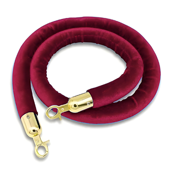 Burgundy with Gold Hook - Velvet Cord Rope for Bollards and Stanchions