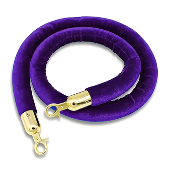 Purple with Gold Hook - Velvet Cord Rope for Bollards and Stanchions