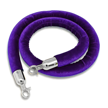 Purple with Silver Hook - Velvet Cord Rope for Bollards and Stanchions