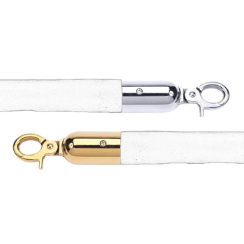 thumb_White with Gold Hook - Velvet Cord Rope for Bollards and Stanchions