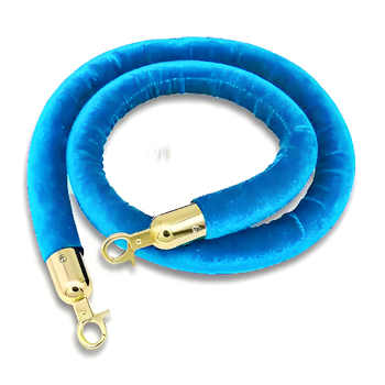 Blue with Gold Hook - Velvet Cord Rope for Bollards and Stanchions