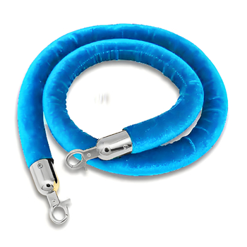 Blue with Silver Hook - Velvet Cord Rope for Bollards and Stanchions