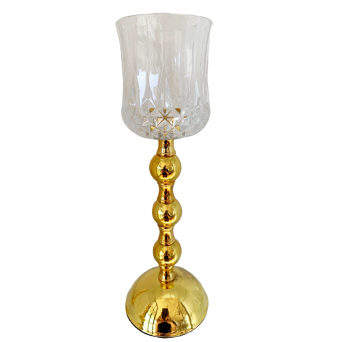 Large View 28cm Gold Stemmed Votive Candle Holder/Vase 