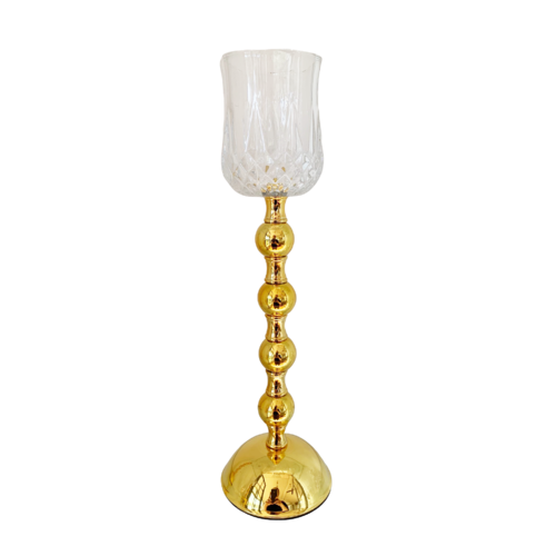 Large View 33cm Gold Stemmed Votive Candle Holder/Vase