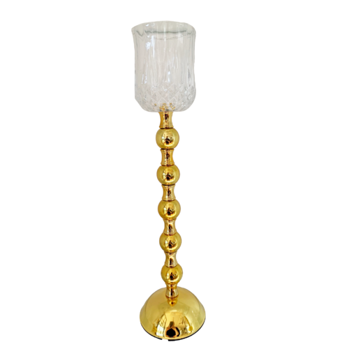 Large View 38cm Gold Stemmed Votive Candle Holder/Vase