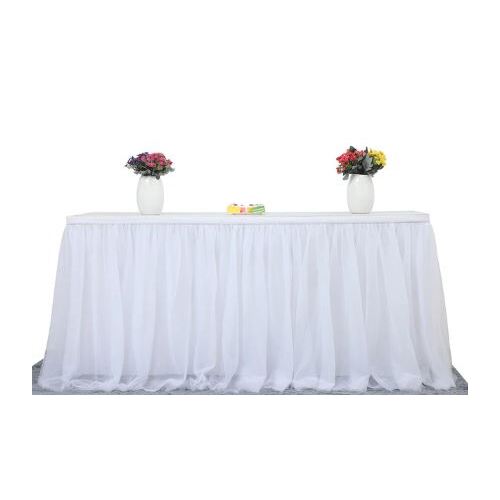 Large View 9ft (2.7m) White Tulle Table Skirting - Party/Wedding