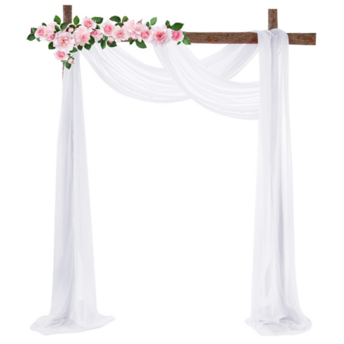 Large View 8m Extra Long White Chiffon Backdrop Curtain Draping/Swagging