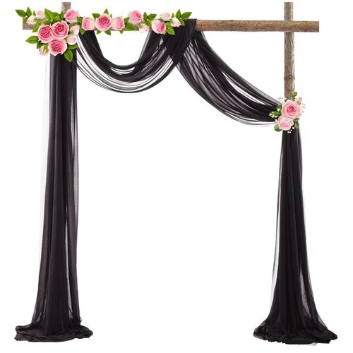 Large View 8m Extra Long Black Chiffon Backdrop Curtain Draping/Swagging