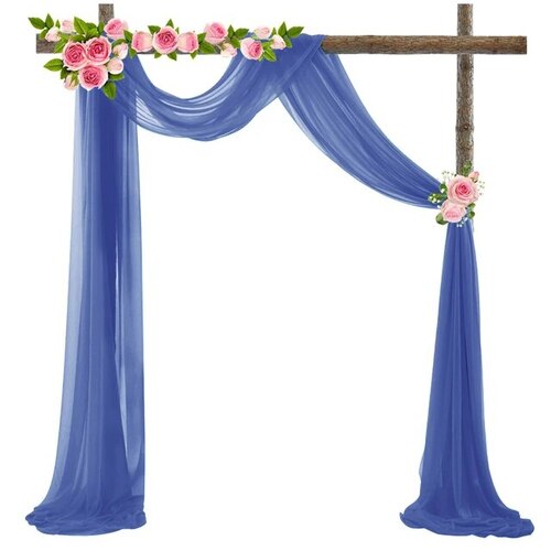 Large View 8m Extra Long Navy Chiffon Backdrop Curtain Draping/Swagging