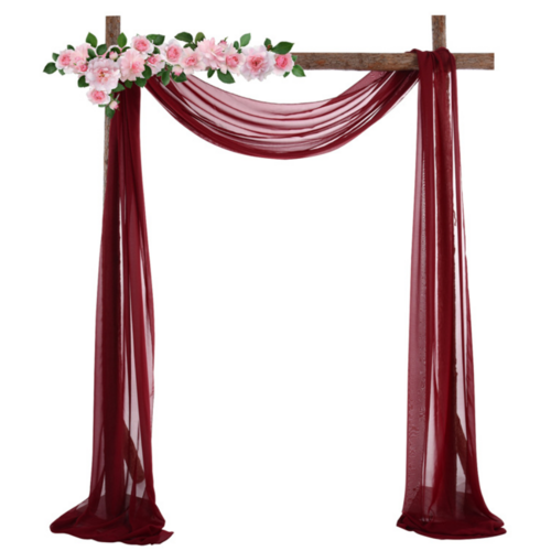 Large View Chiffon Backdrop Curtain Draping/Swagging - Burgundy