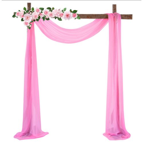 Large View Chiffon Backdrop Curtain Draping/Swagging - Dark Pink