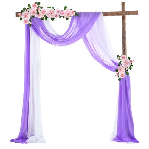 Large View Chiffon Backdrop Curtain Draping/Swagging - White/Light Purple