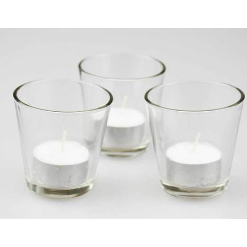 Large View 12pk Clear Glass Votive Tea Light Candle Holder