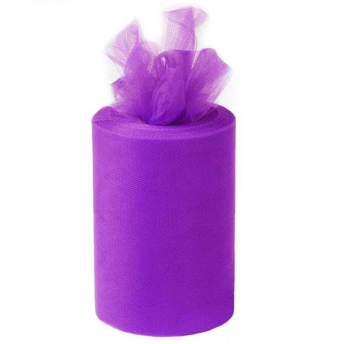 Large View 6inch x 100yd Quality Tulle Roll - Bright Lavender