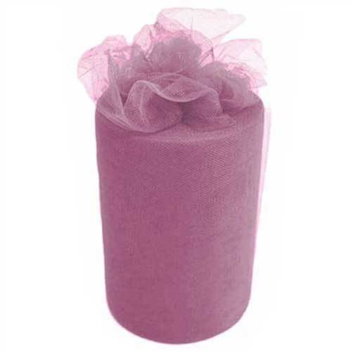 Large View 6inch x 100yd Quality Tulle Roll - Mauve 