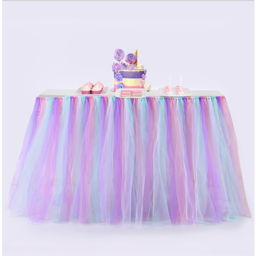 Large View 9ft (2.7m) Purple/Blue Tulle Princess Tutu Style Table Skirting
