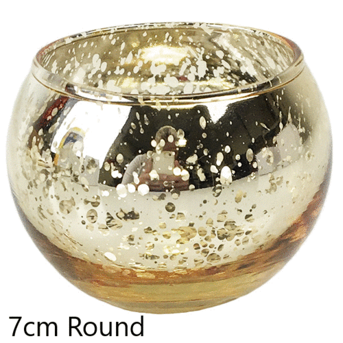 Large View 7cm Small Gold Mercury Vapour Round Candle Votive Vase Holder