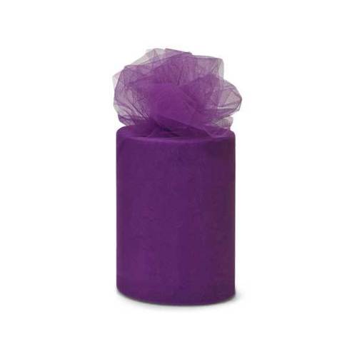 Large View 6inch x 100yd Quality Tulle Roll - Dark Purple