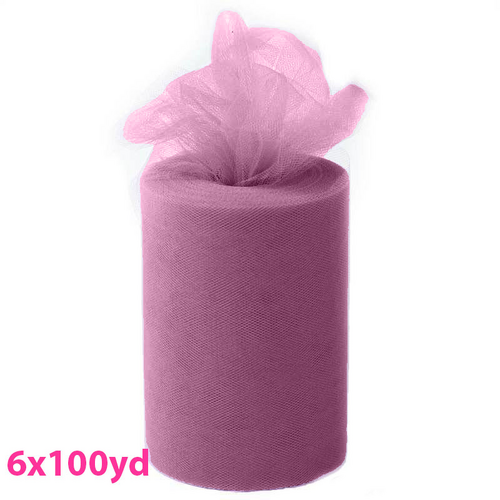 Large View 6inch x 100yd Quality Tulle Roll - Dusty Lavender