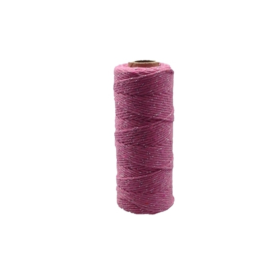 Large View 12ply Bakers Twine 100yd - Pink with Silver Metalic Thread