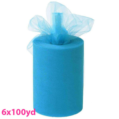 Large View 6inch x 100yd Quality Tulle Roll - Turquoise