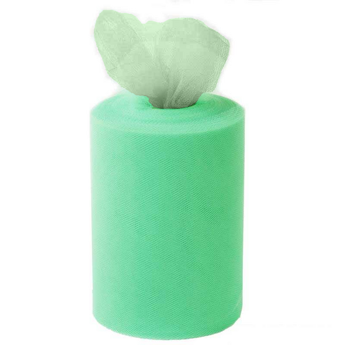 Large View 6inch x 100yd Quality Tulle Roll - Pastel Green