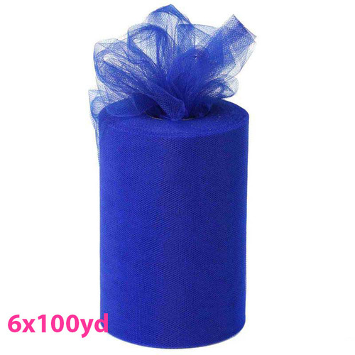 Large View 6inch x 100yd Quality Tulle Roll - Royal