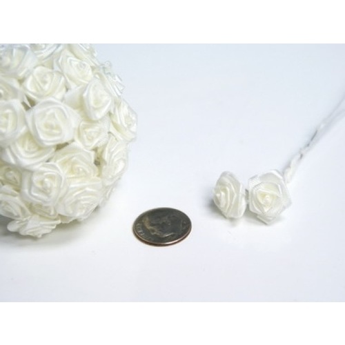 Large View Ribbon Roses - Ivory - 144/pk