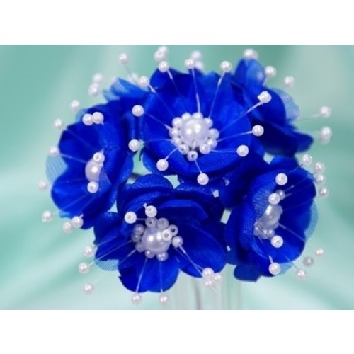 Large View Faux Pearl Flower - Royal - 72/pk