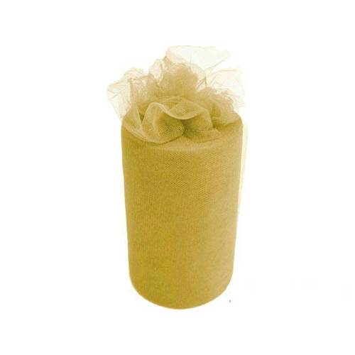 Large View 6inch x 100yd Quality Tulle Roll - Gold Champagne