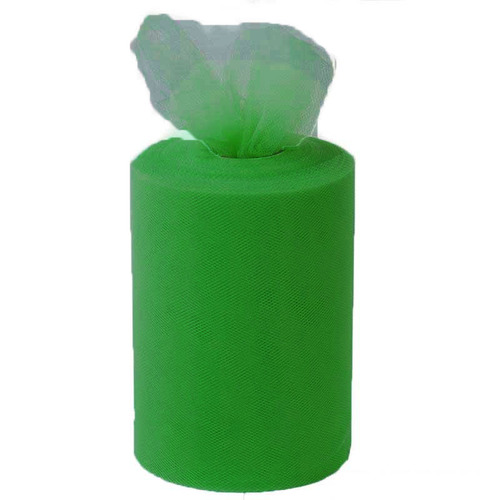 Large View 6inch x 100yd Quality Tulle Roll - Green