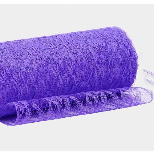 Large View Purple 6inch x 11yd Lace Design Tulle Roll