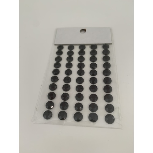 Large View 8mm Stick On-Rhinestones -black