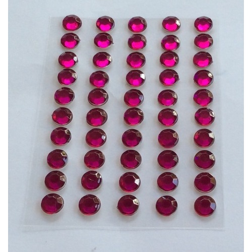 Large View 8mm Stick On-Rhinestones - Fushia