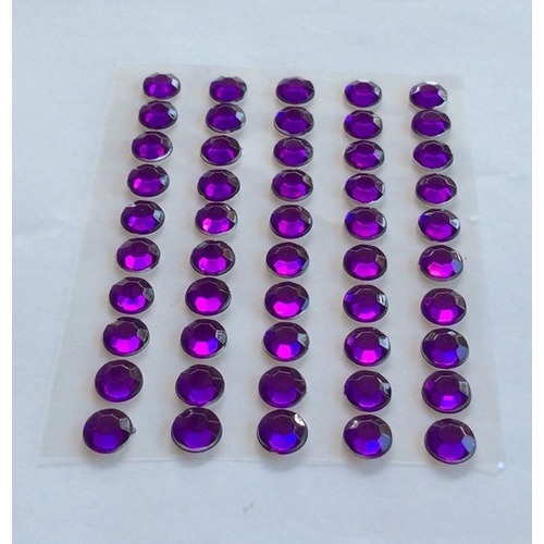 Large View 8mm Stick On-Rhinestones - Purple