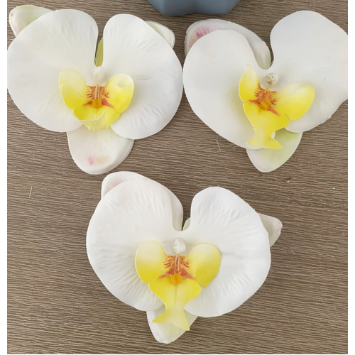 Large View 9cm Floating Orchid Head - White/Yellow