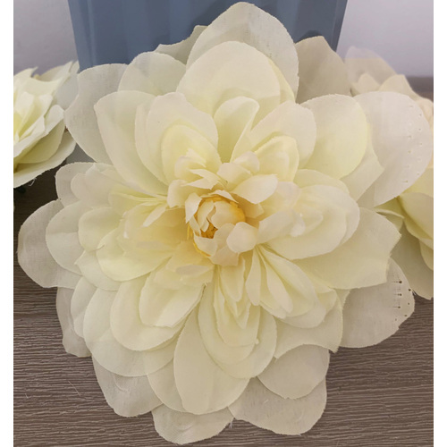 Large View 14cm Dahlia Flower Head - White/Cream