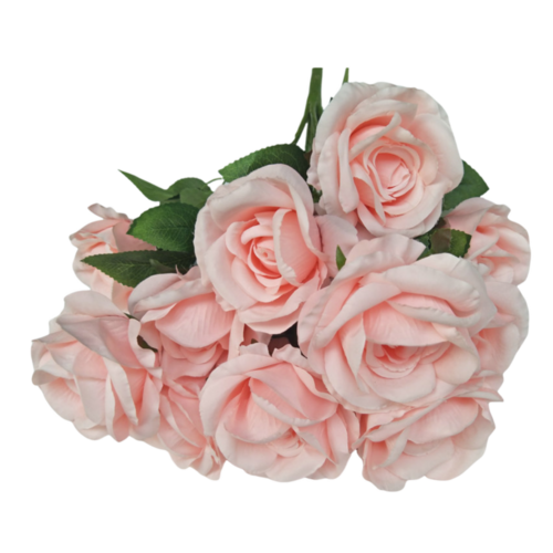 Large View 40cm - 9 Head Rose Bush Pink