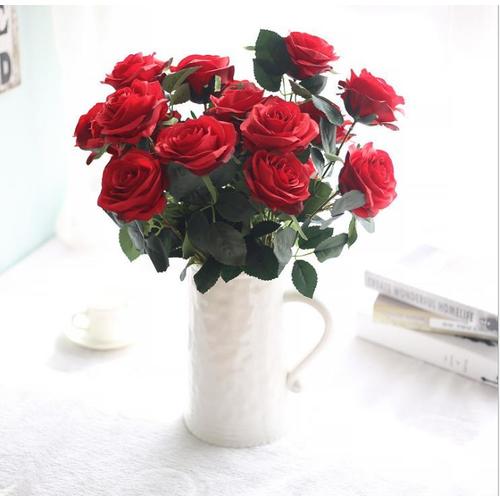 Large View 47cm - Deluxe 10 Head Rose Bush - Red