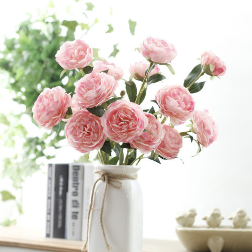 Large View 50cm Ranunculus 3 Head Flower Stem - Pink