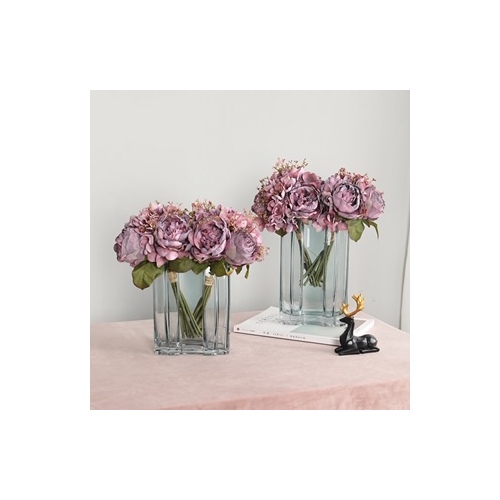 Large View Purple Tones Peony and Hydrangea Dried Effect Bouquet