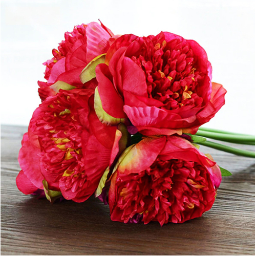 Large View 5 Head Peony Bouquet - Red