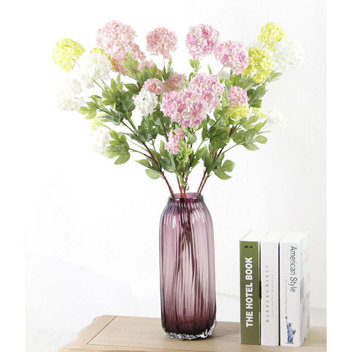 Large View 85cm Mini Hydrangea Branch Pink