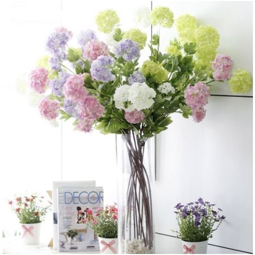 Large View 85cm Mini Hydrangea Branch Lavender