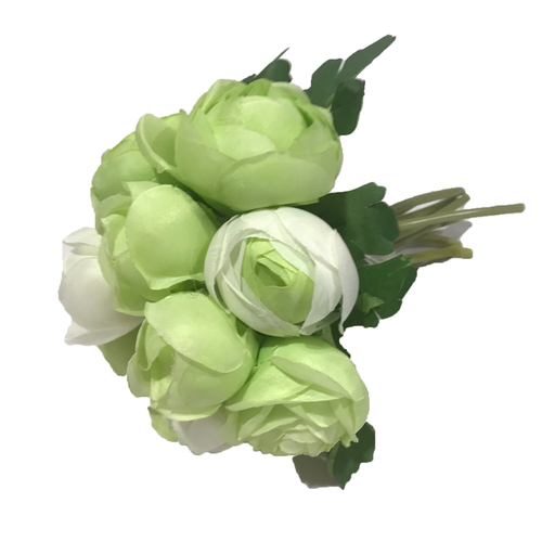 Large View Closed Peony Bouquet Green/White