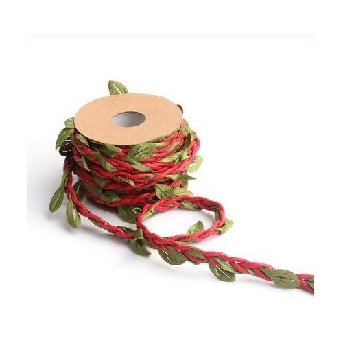 Large View 10m Burlap/Jute Leaf Cord - Red